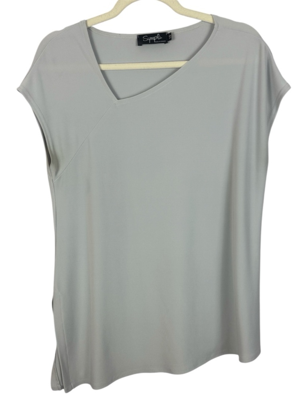 Sympli Light Gray Relaxed Asymmetric Neckline Sleeveless Top - Grey - Size 10